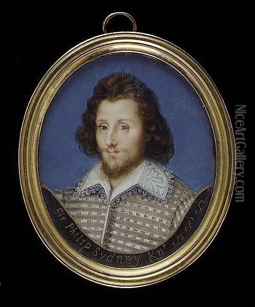Sir Philip Sydney (1554-1586), Wearing White And Silver Doublet And White Lawn Collar, His Hair Worn Loose And John Hampden (1594-1643), Wearing Armour, White Lawn Collar Oil Painting - Margaret, Countess Lucan