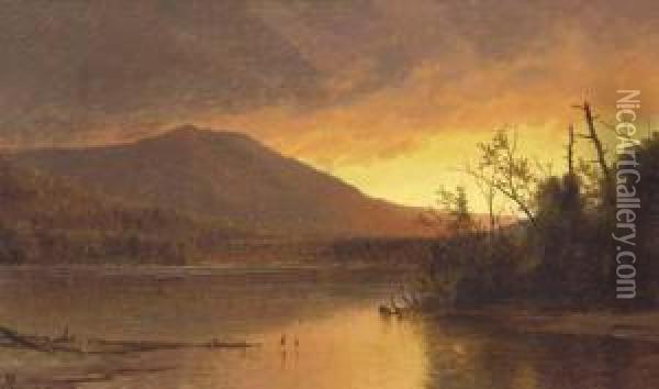 Mountain Sunset Oil Painting - John Adams Parker