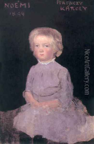 Noemi as a Child 1894 Oil Painting - Karoly Ferenczy
