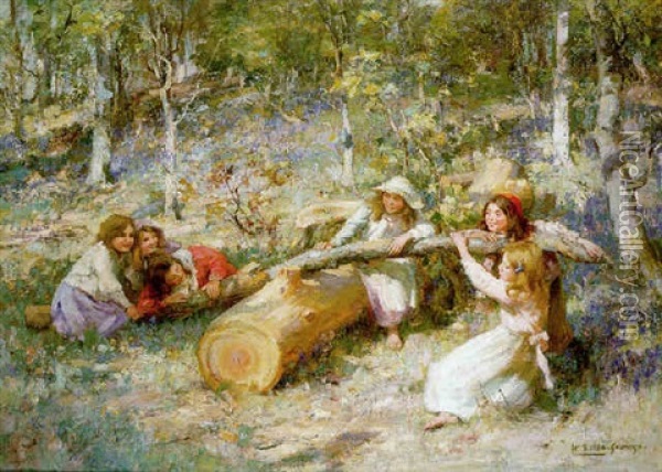 The See-saw Oil Painting - William Stewart MacGeorge