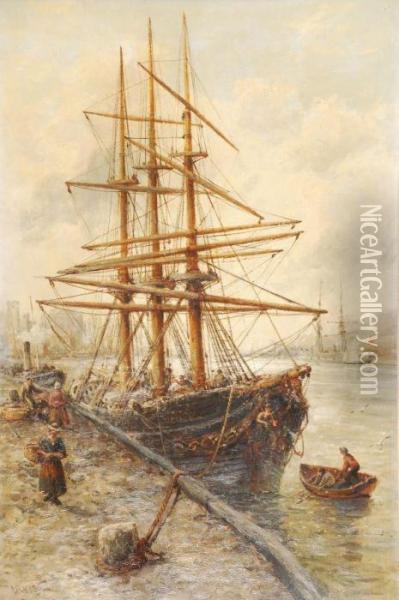Peel Harbour, Isle Of Man Oil Painting - William Edward Webb