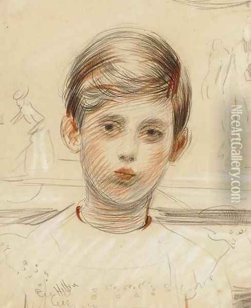 Portrait de Jean Helleu à dix ans Oil Painting - Paul Cesar Helleu