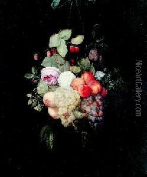 Blumen- Und Fruchtestillleben. Oil Painting - Frans Van Everbroeck
