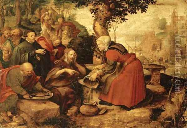 Christ and the Woman of Samaria Oil Painting - Leiden School