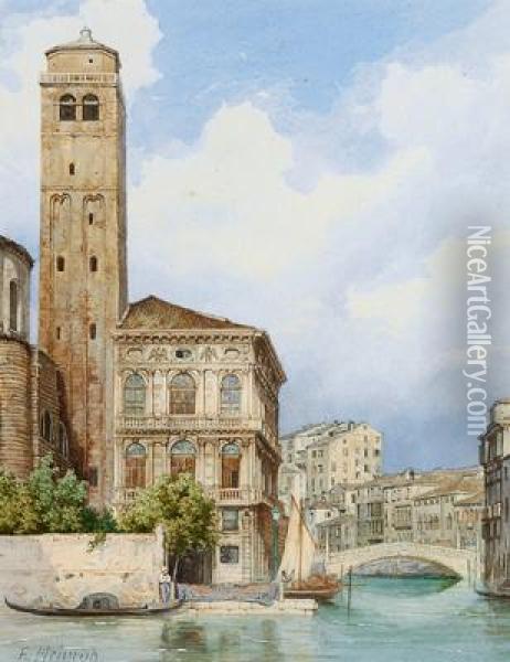 Veduta Veneziana Oil Painting - Heinrich Franz