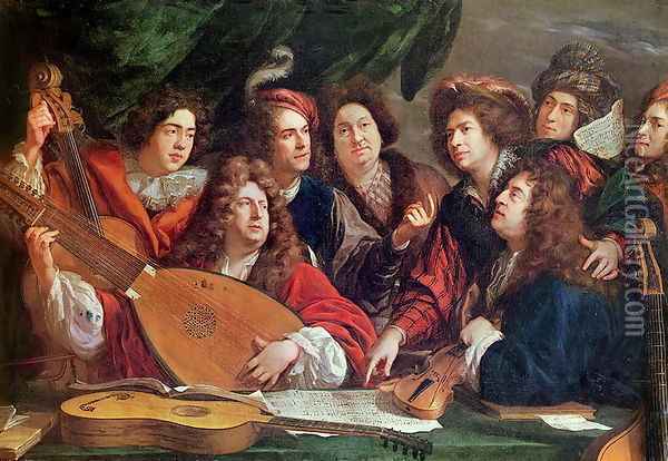 The Musical Society, 1688 Oil Painting - Francois Puget