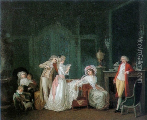 Interior Scene With A Musical Party Oil Painting - Jean-Baptiste Mallet