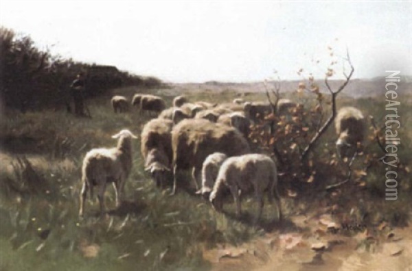 Shepherd And Flock Oil Painting - Francois Pieter ter Meulen
