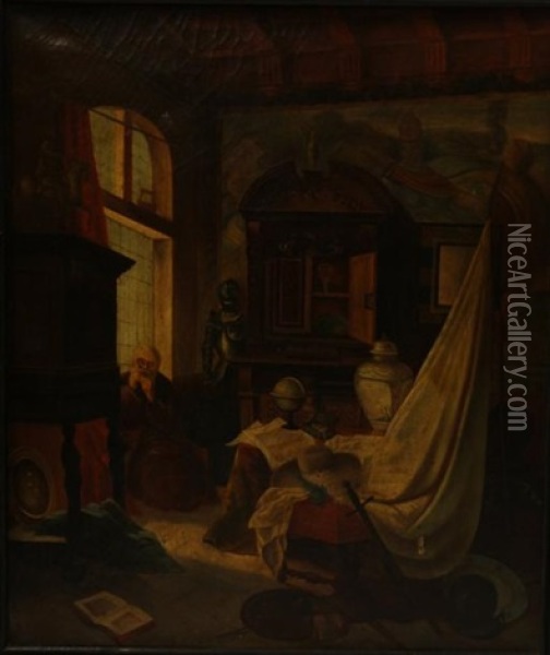 Cabinet De Curiosite Oil Painting - Karl Raupp