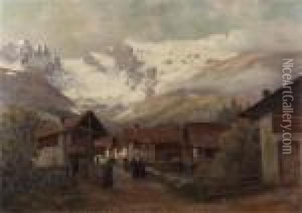 Borgo Alpino Oil Painting - Leonardo Roda