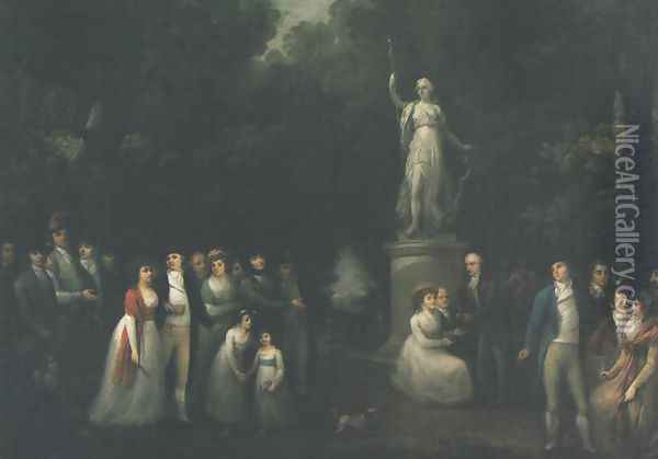 Party in a Park Oil Painting - Kazimierz Wojniakowski