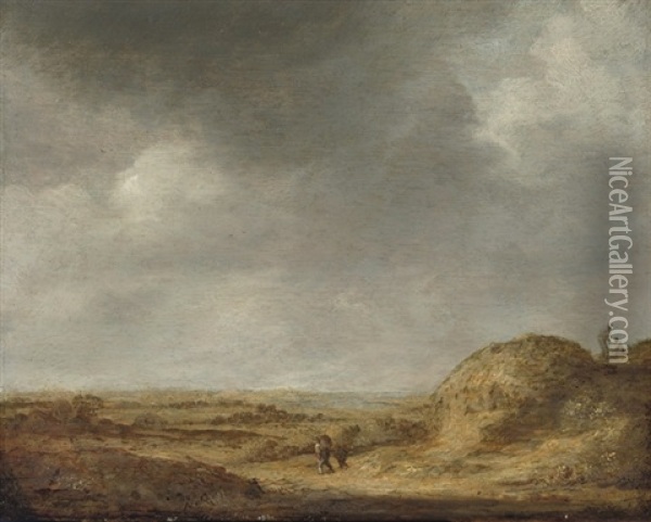 A Dune Landscape With Figures Oil Painting - Adriaen Jansz van Ostade