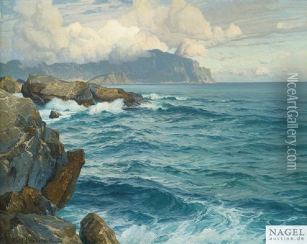 Abendwolken Am Montesino In Nervi Oil Painting - Karl Theodor Boehme