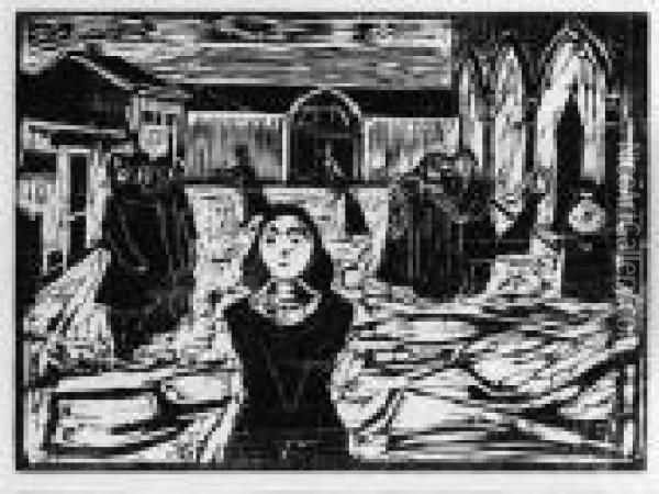 Die Letzte Stunde (s. 491) Oil Painting - Edvard Munch