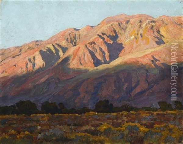 Inyo Range At Sunset, Lone Pine Oil Painting - Maynard Dixon