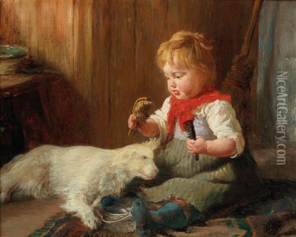 The Young Hairdresser Oil Painting - Felix Schlesinger