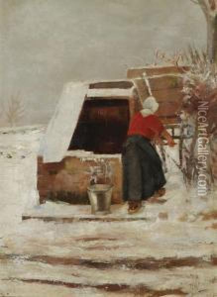 'hiver' Oil Painting - Charles, Karl Meunier