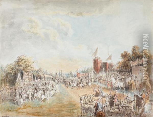 Den Fortrollade Skogen, Karusell, Drottningholm 1785 Oil Painting - Martin Rudolf Heland