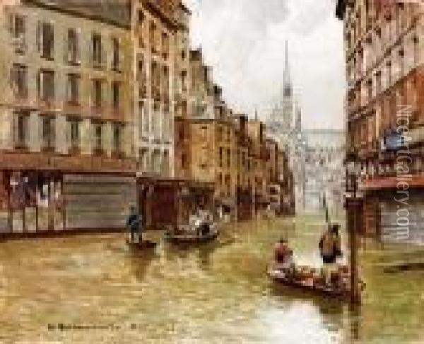 Alluvione A Parigi 1910 Oil Painting - Carlo Brancaccio