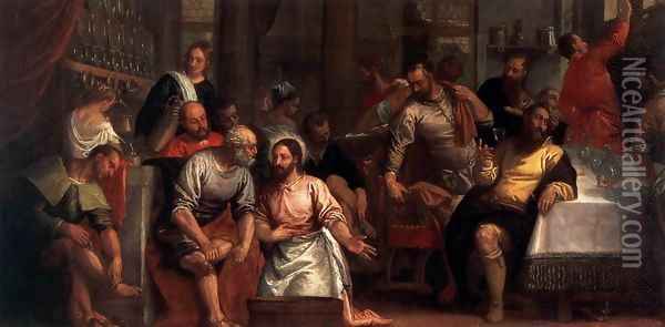 Christ Washing the Feet of the Disciples Oil Painting - Paolo Veronese (Caliari)
