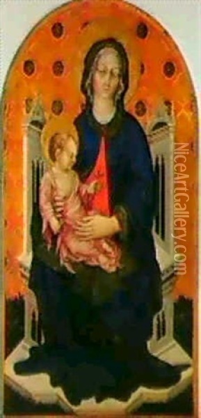 The Madonna And Child Enthroned Oil Painting - Michele Giambono