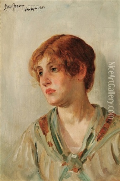 Portrait Of A Woman Oil Painting - Henry Bacon
