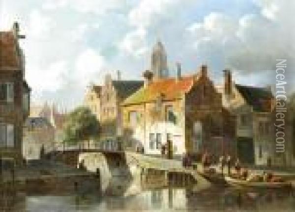 A Cappriccio View In Utrecht Oil Painting - Adrianus Eversen