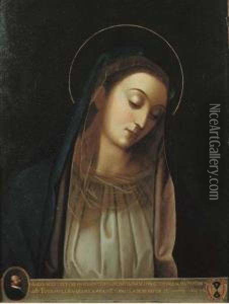 Madonna In Preghiera Con Ritratto Di Donatore E Stemmanobiliare Oil Painting - Scipione Pulzone