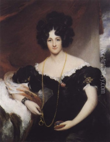 Portrait De Anne-elisabeth-laurence De Montmorency Oil Painting - Claude Marie Dubufe