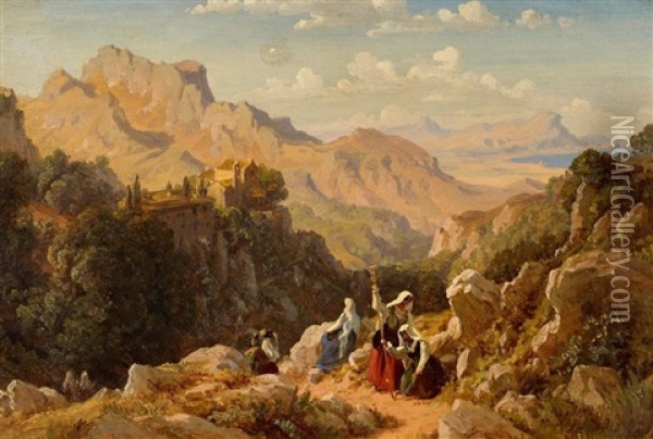 Sizilianische Landschaft. Studie Oil Painting - Gustav Friedrich Papperitz