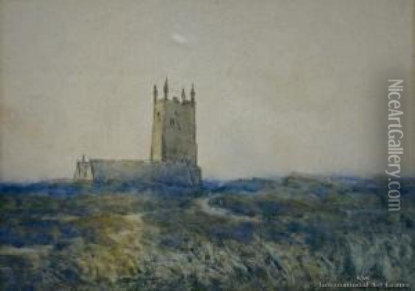 Cathedral In A Landscape Oil Painting - Margaret Olrog Stoddart