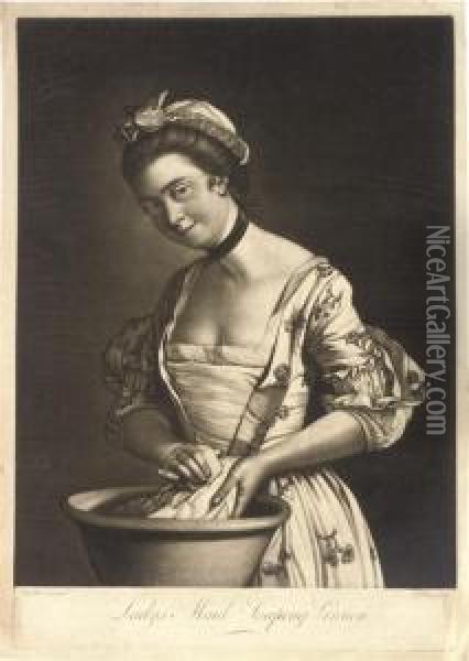 Lady's Maid Soaping Linnen Oil Painting - Henry Robert Morland