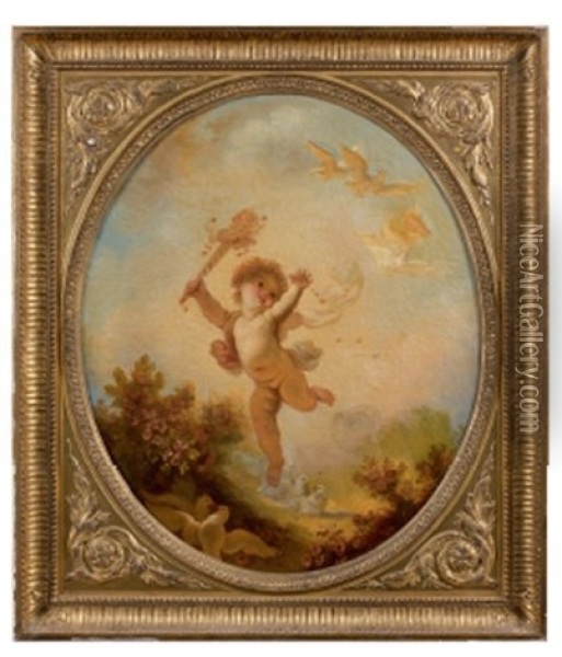 L'amour Entoure De Colombes Oil Painting - Jean-Honore Fragonard