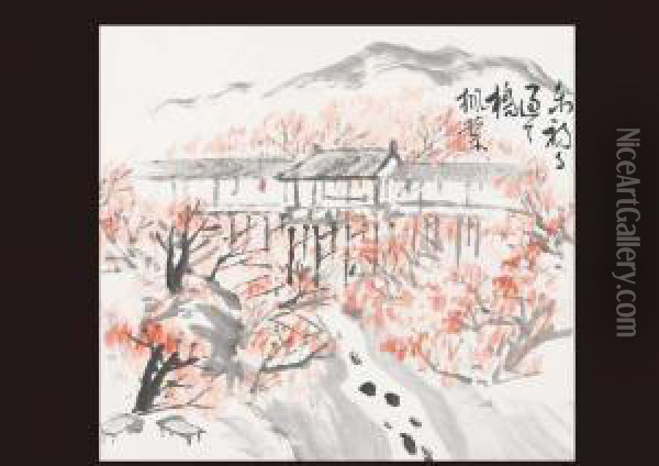 Tofuku-ji Temple Bridge Oil Painting - Tomioka Hyakuren Tessai