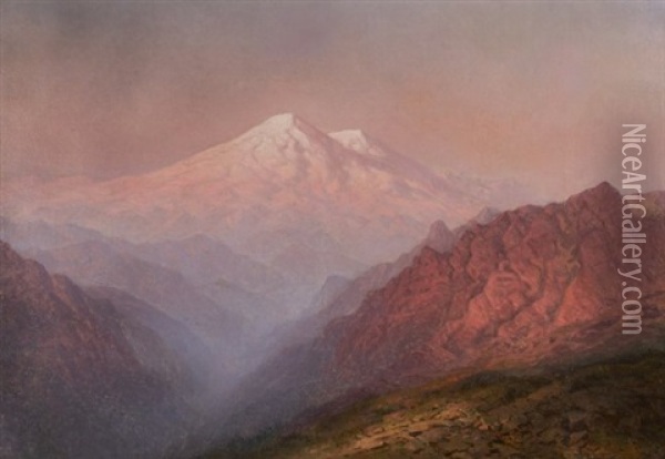 The Snow-capped Peaks Oil Painting - Il'ia Nikolaevich Zankovskii