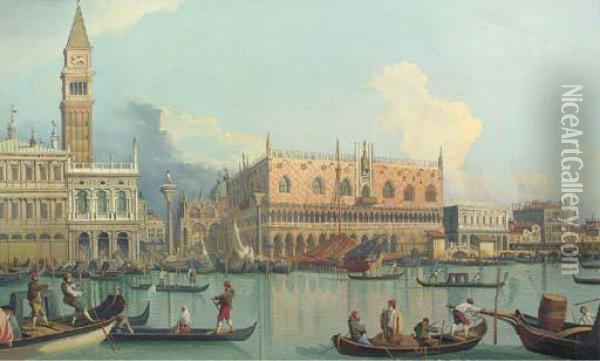 The Molo And The Palazzo Ducale, Venice Oil Painting - (Giovanni Antonio Canal) Canaletto