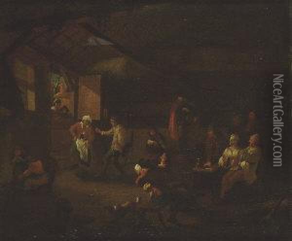 Revellers Inside A Tavern Oil Painting - David The Younger Teniers