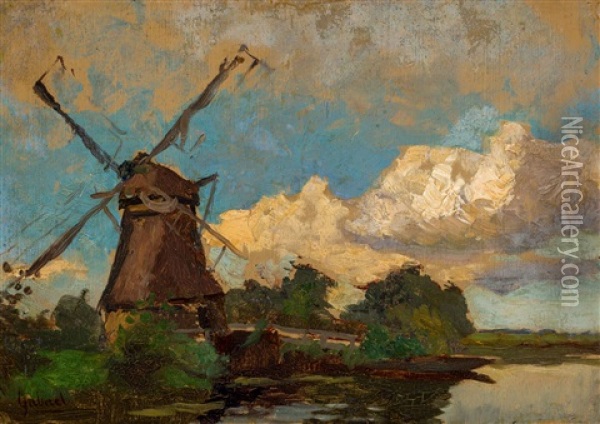 Mill At The Water Side Oil Painting - Paul Joseph Constantin Gabriel