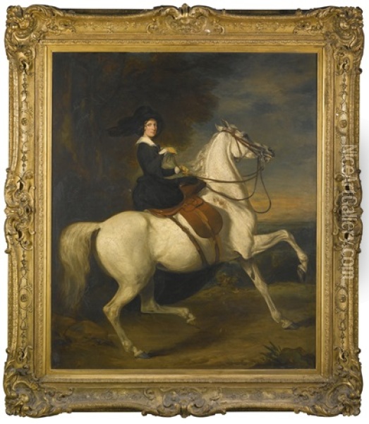 The Hon. Mrs. J. Wortley Oil Painting - Sir Francis Grant
