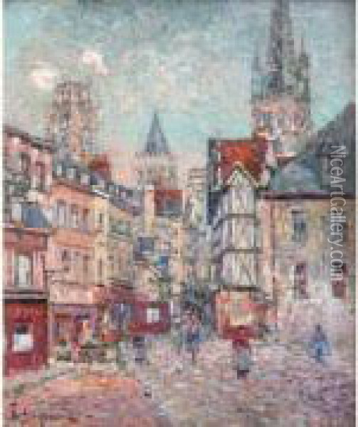 Rouen, Rue De L'epicerie Oil Painting - Leon Suzanne