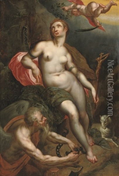 An Allegory Of Time Releasing Faith Oil Painting - Jacob De Backer