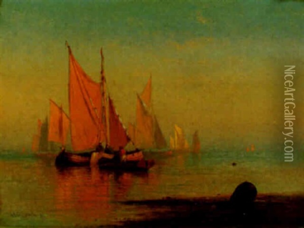 Boats At Dusk Oil Painting - Charles Henry Gifford