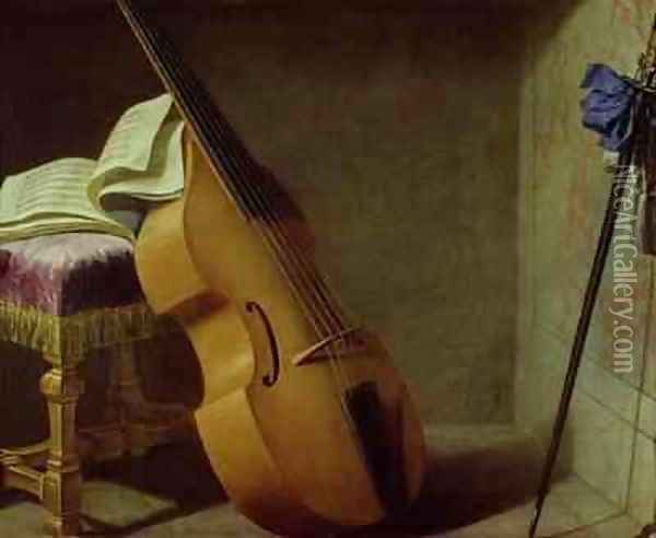 Bass Viol, Score Sheet and a Sword Oil Painting - Boyer