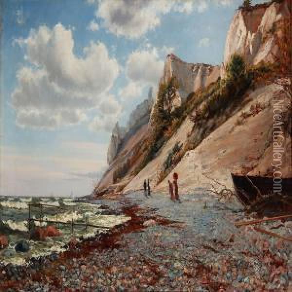 Summer Day At The Cliffs Of Mon Oil Painting - Frederik Winther