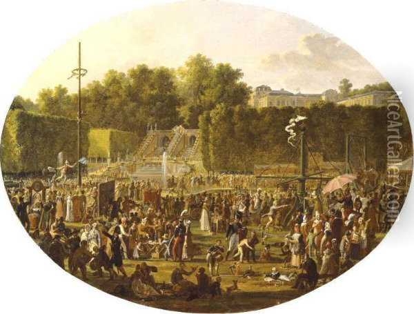 Feast In The Park Of Saint Cloud Oil Painting - Jean-Charles Develly