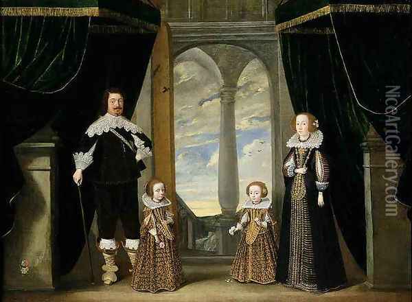 Portrait of a Nobleman his Wife and their Two Daughters Oil Painting - Wolfgang Heimbach