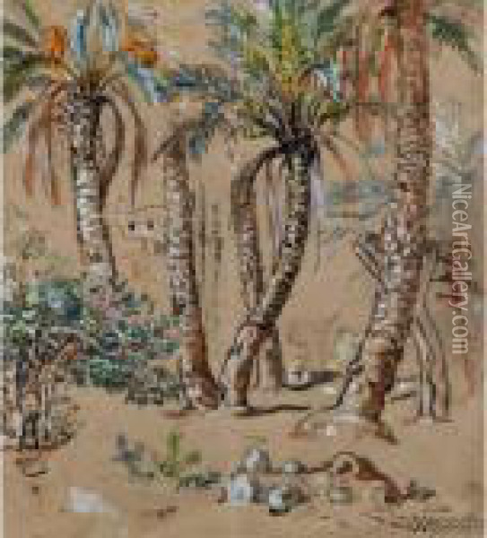 Palmiers Dans L'oasis Oil Painting - Alphonse Etienne Dinet