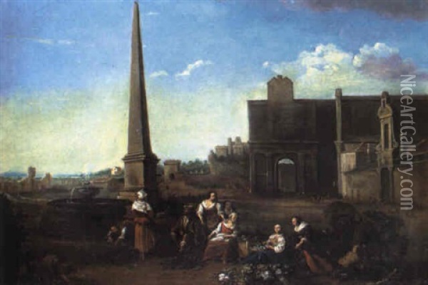 Piazza Del Popolo Oil Painting - Hendrick Mommers