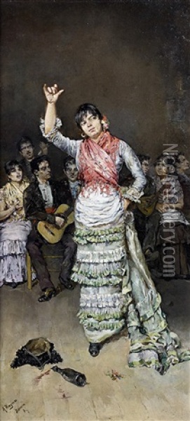 Danseuse De Flamenco Oil Painting - Antonio Maria de Reyna Manescau