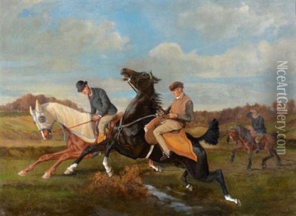 Cavaliers Sur Leurs Montures Oil Painting - Alfred De Dreux
